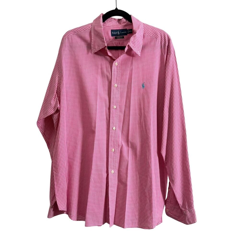 Men's Ralph Lauren Pink Checkered Button Up - Classic Fit XXL